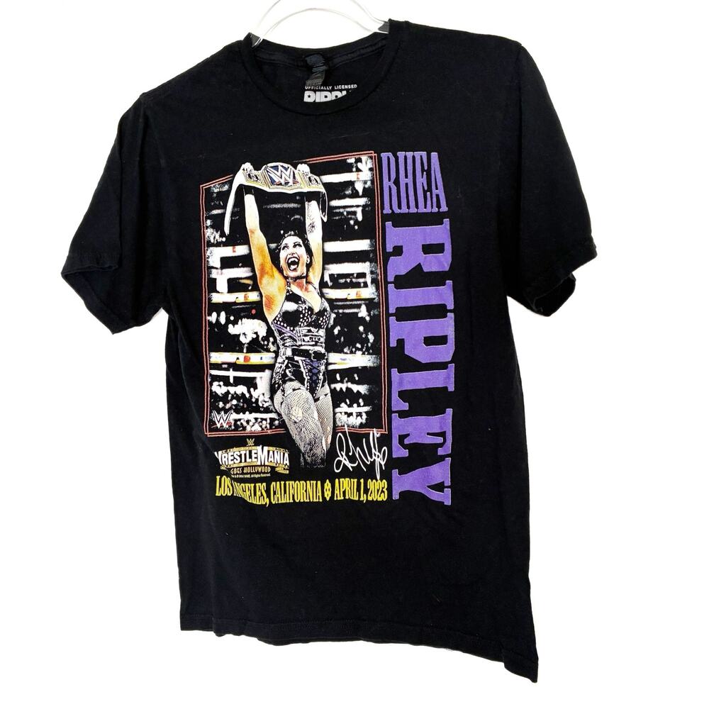 Ripple Junction Rhea Ripley Wrestle Mania WWE Tee Black Short Sleeve Womens S